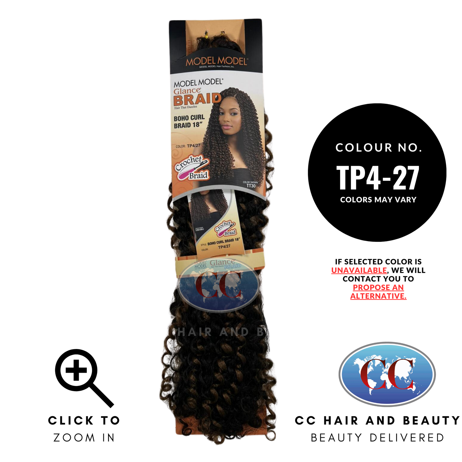 Model Model Glance Braid - Boho Curl 18" (Wr)-Colour TP4/27