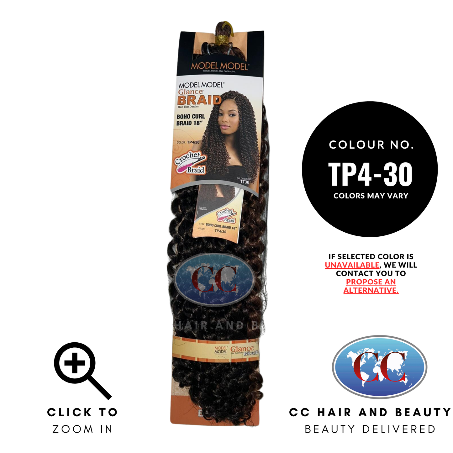 Model Model Glance Braid - Boho Curl 18" (Wr)-Colour TP4/30