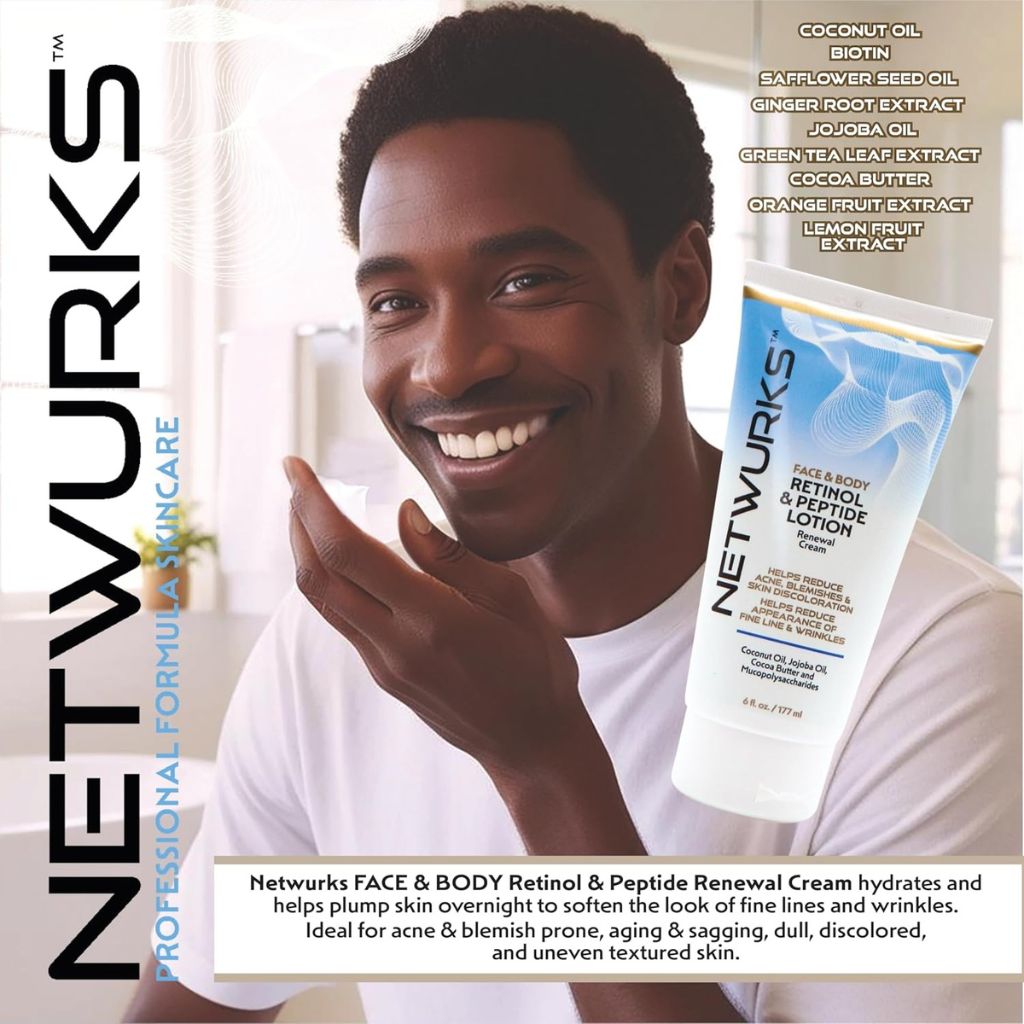 Netwurks Retinol & Peptide Face & Body Renewal Cream jar