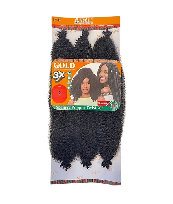 Sleek Noble Gold Synthetic 3X Springy Poppin Twist Braid 16"20"