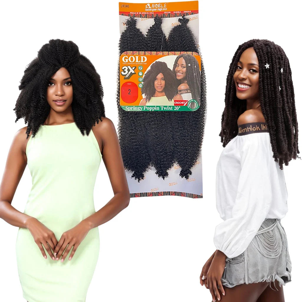 Sleek Noble Gold Synthetic 3X Springy Poppin Twist Braid 16"20"