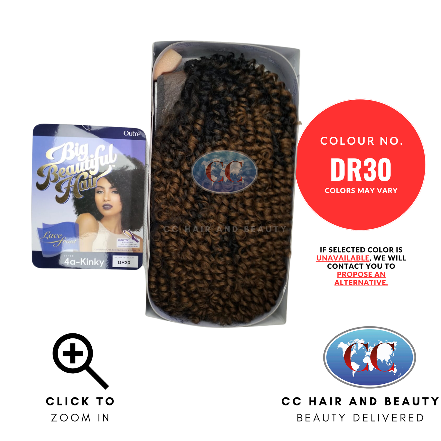 Outre Big Beautiful Hair Lace Wig 4A Kinky-Colour DR30