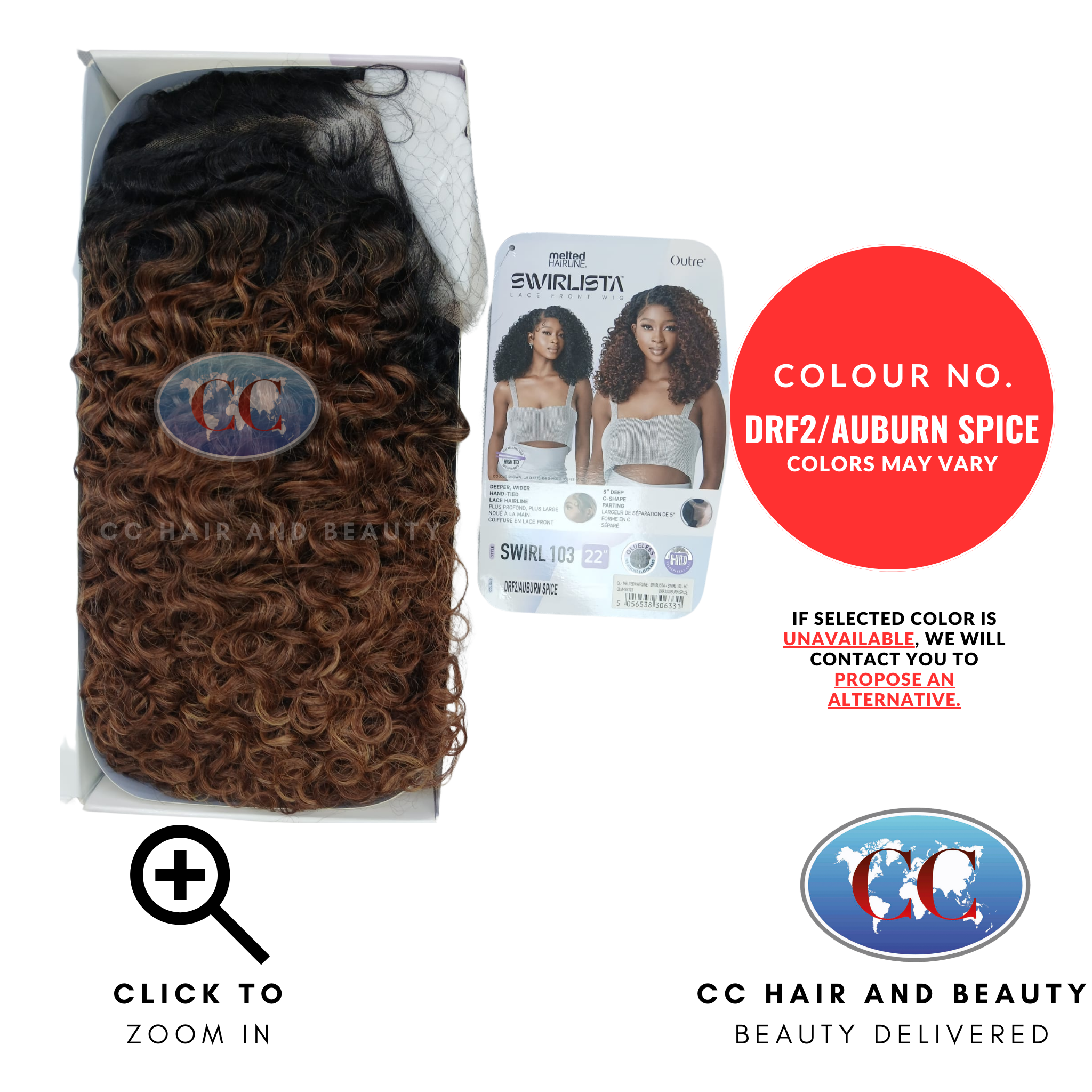 Outre HD Melted Hairline Swirlista Swirl Lace Wig 103 QLMHSS103-Colour DRF2/AUBURN SPICE