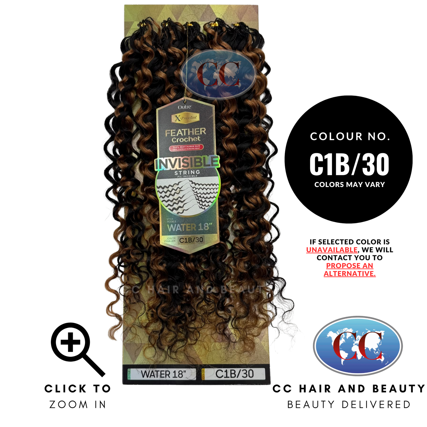 Outre X-Pression 100% Remy Human Feather Crochet Braid - Human Crochet Water Wave 18" - C1B/30