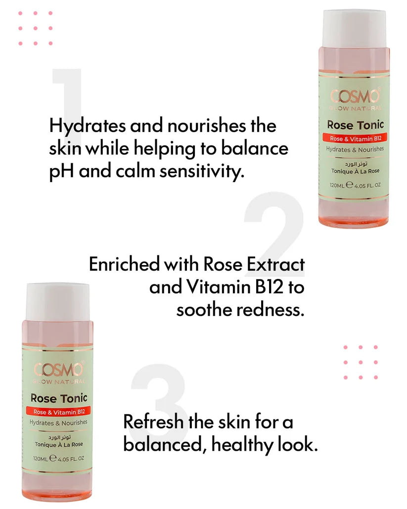 Cosmo Glow Rose Tonic Rese & Vitamin B12 120ml