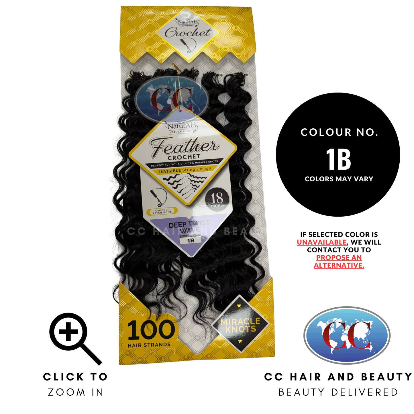 Pure Naturall Naturalmix Feather Crochet Deep Twist Wave 18" - 1B