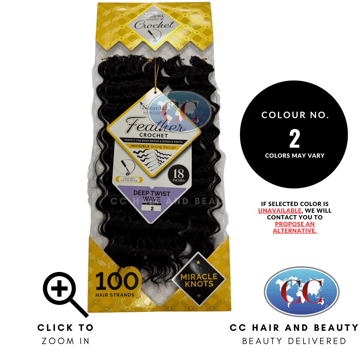 Pure Naturall Naturalmix Feather Crochet Deep Twist Wave 18" - 2