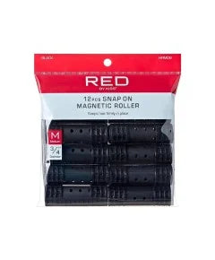 Red By Kiss Snap On Magnetic Rollers 12Pcs 3/4" Medium