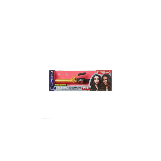 Red By Kiss 1 1/4 inch ceramic tourmaline curling iron with swivel cord and safety stand