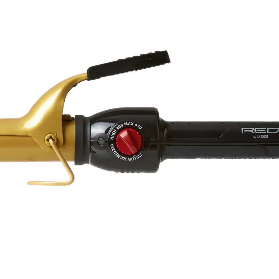 Red By Kiss 1 1/4 inch ceramic tourmaline curling iron with swivel cord and safety stand
