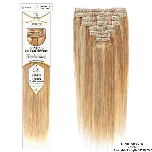 Dressmaker 8 Pieces Clip-In-Hair Extensions Single Weft Straight 18"