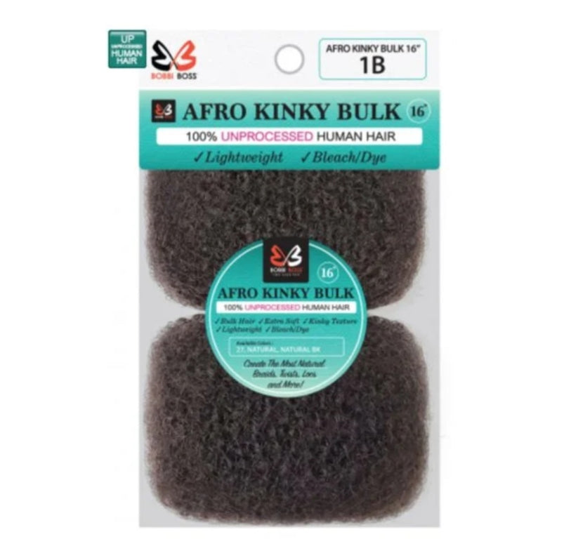 Bobbi Boss HH-Afro Kinky Bulk Natural Colour 12" and 16"