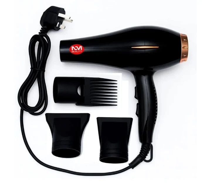 Hair Dryer 5000W, AC Motor Light Weight, with 2 Nozzles & 1 Afro Comb Accessories, Overheating