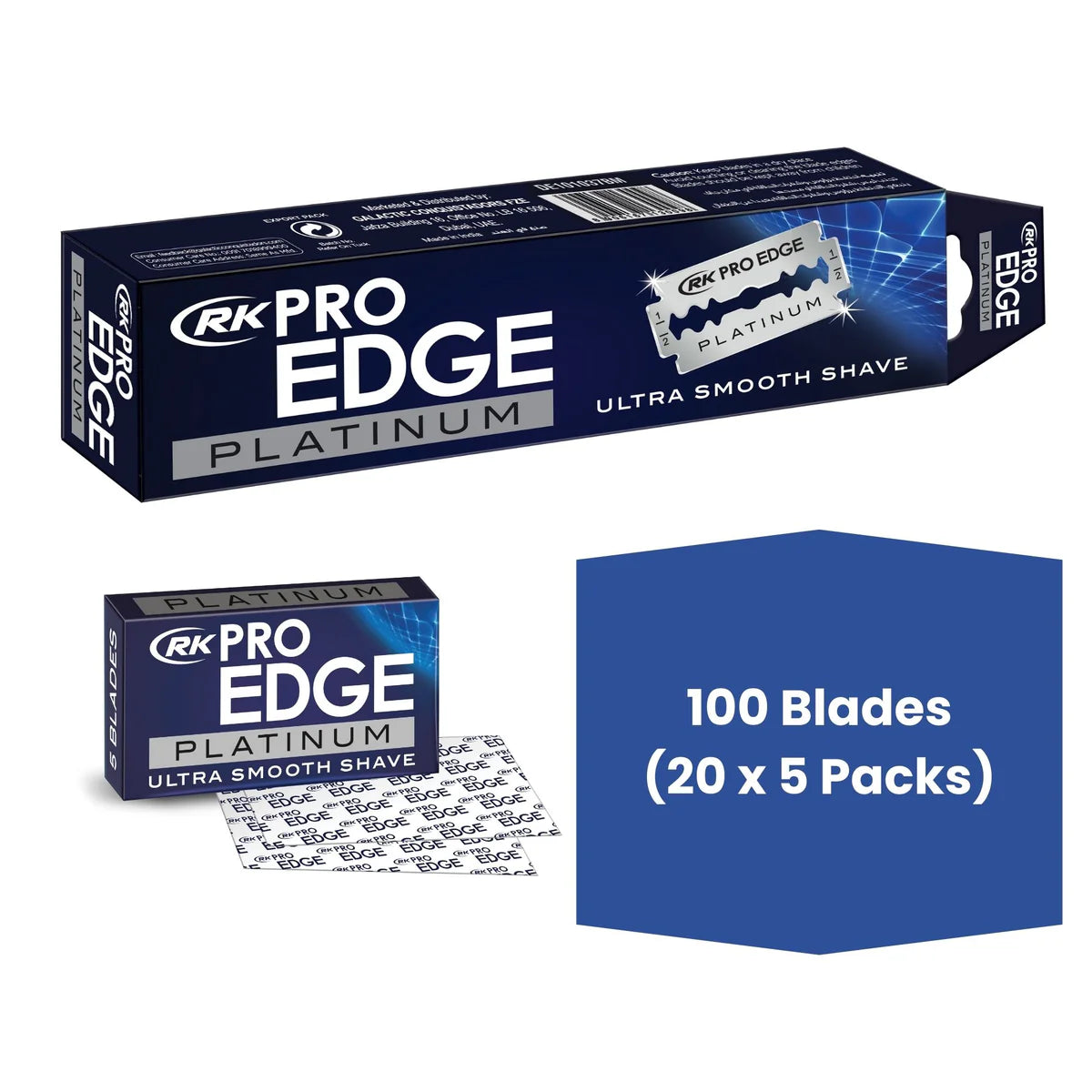 RK Pro Edge Platinum Double Edge Razor Blade 20x5 Packs