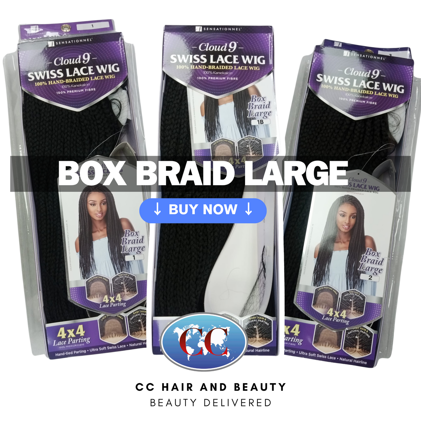 Sensationnel Cloud 9 Swiss Lace Box Braid Large Wig