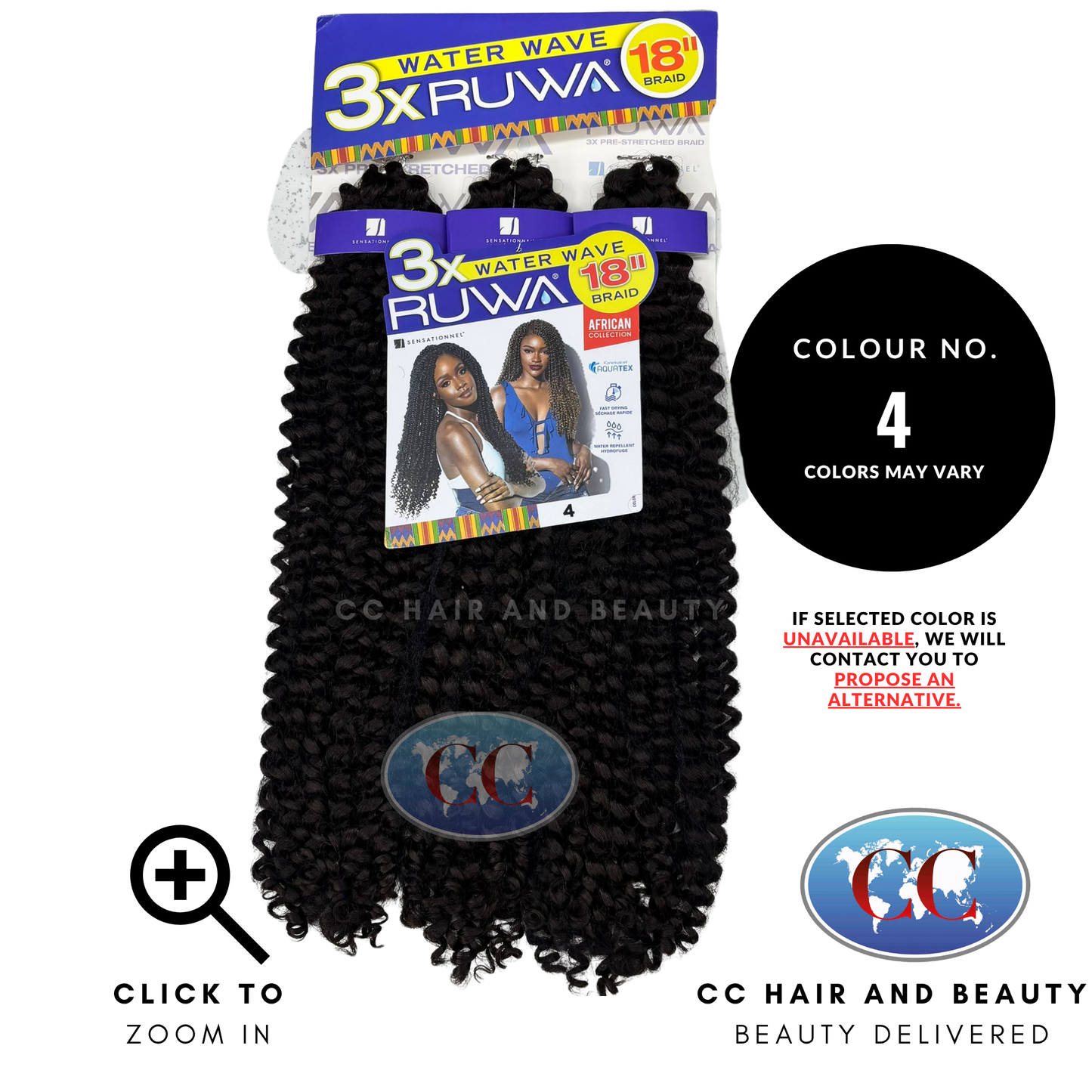 Sensationnel Braid Aquatex Fast Draying 3x Ruwa Water Wave 18"-4