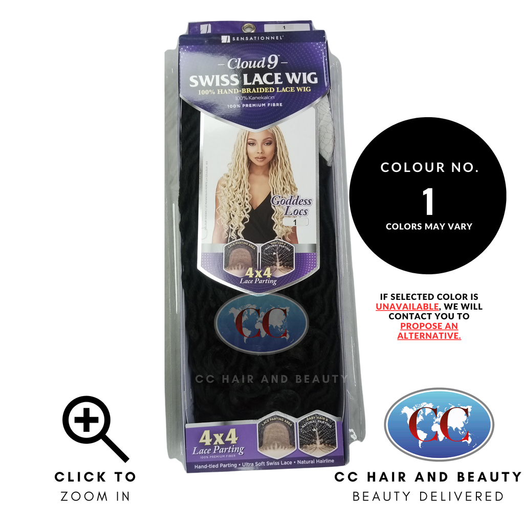 Sensationnel Cloud9 Ruwa 4x4 Swiss Braided Lace Front Wig - Goddess Locs-Colour 1