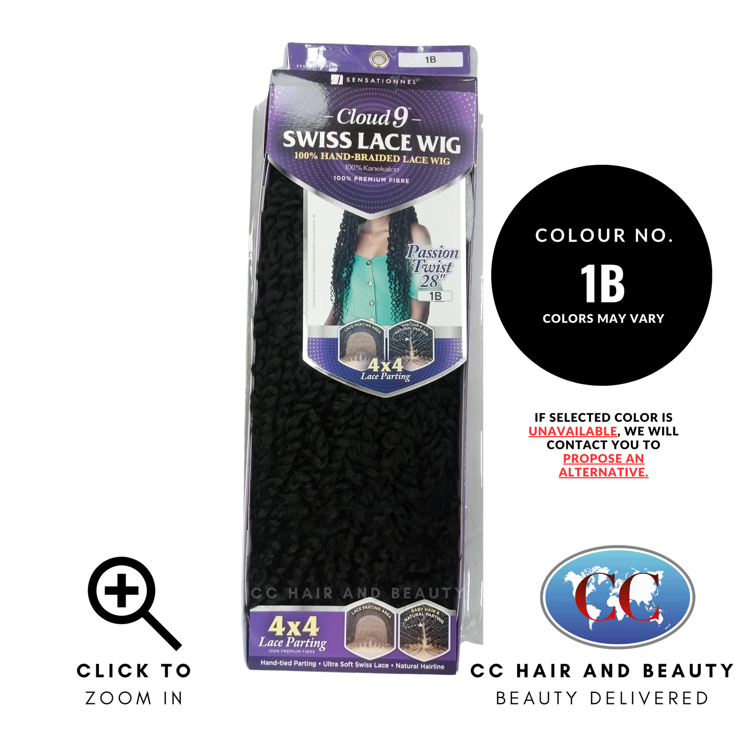 Sensationnel Cloud 9 Swiss Lace 4x4 Passion Twist 28"-Colour 1B