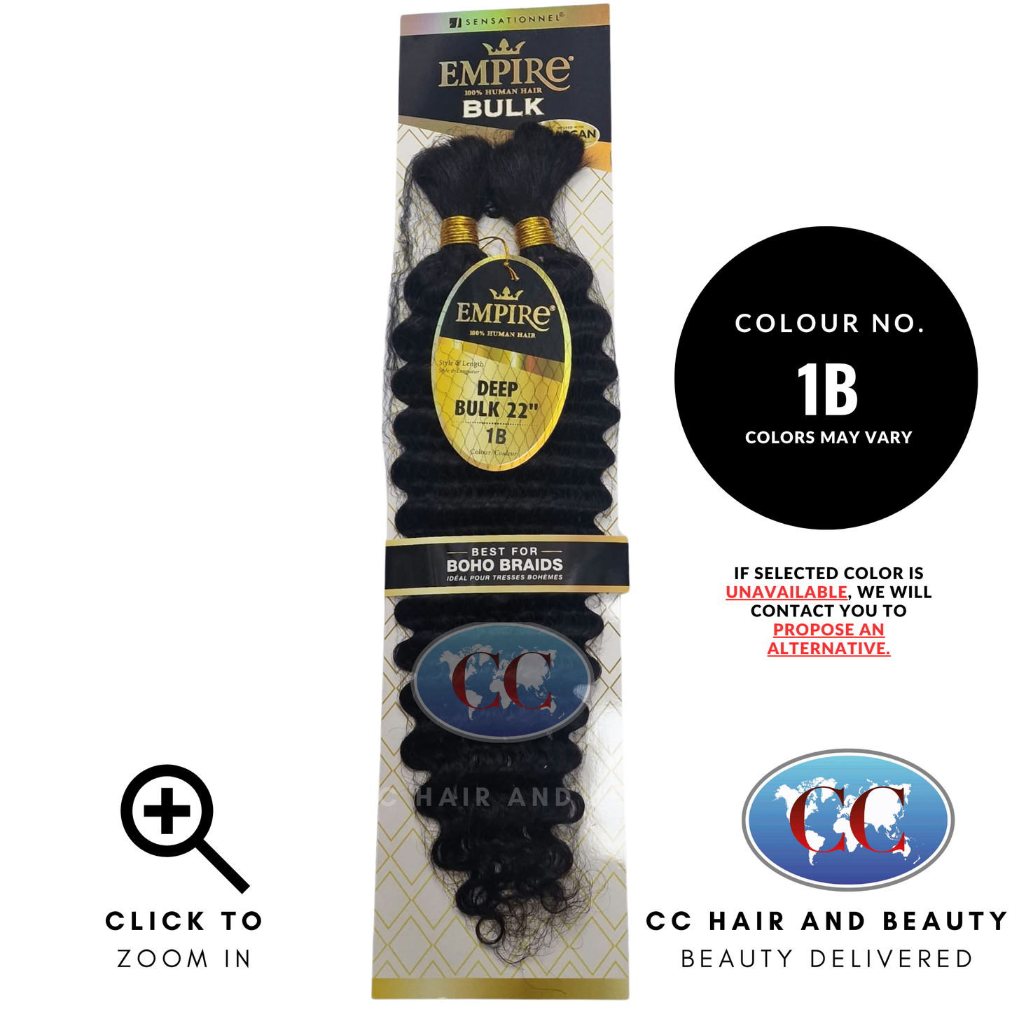 Sensationnel Empire Bulk Hair Braiding Deep Bulk Human Hair Boho Braids 22"  - 1B