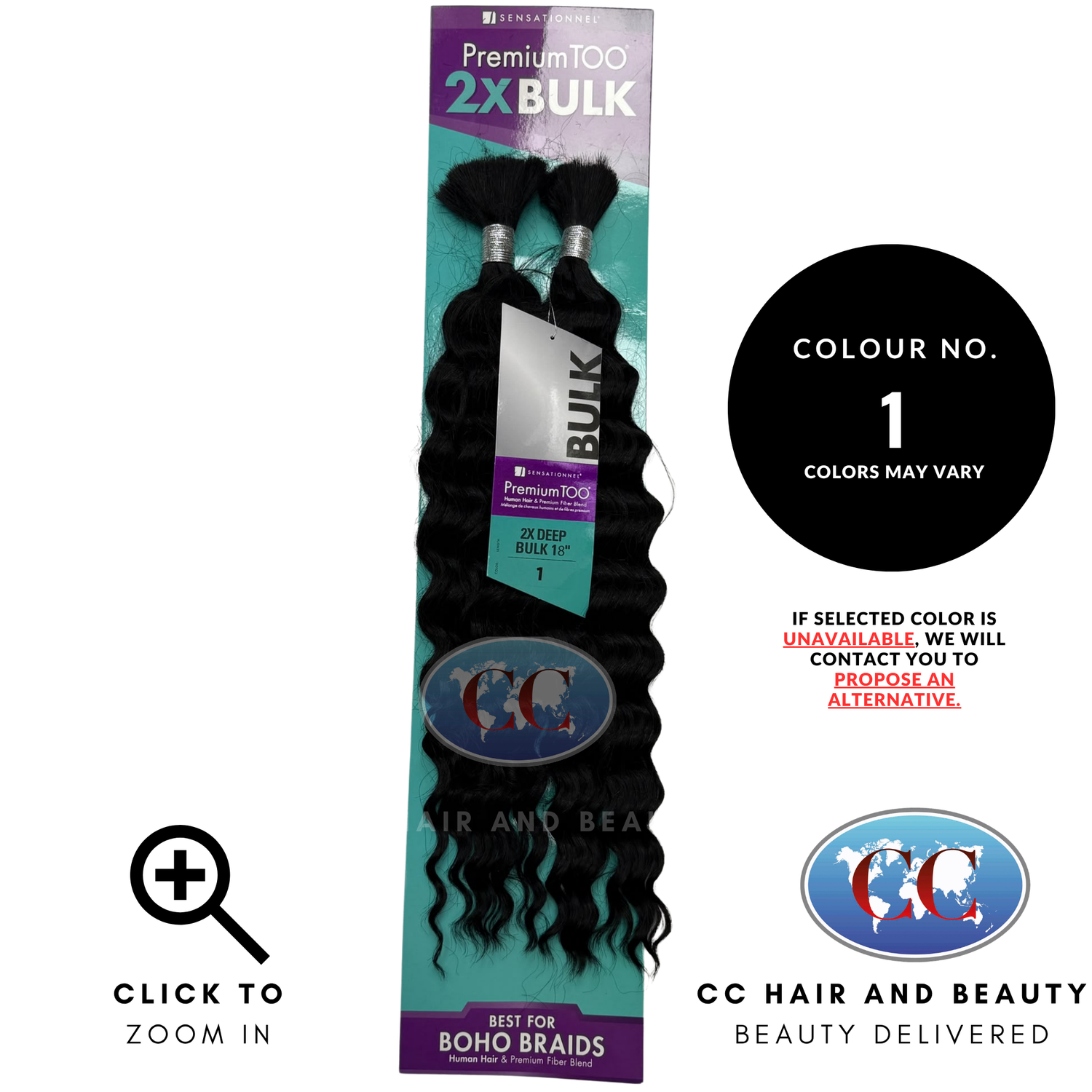 Sensationnel Premium Too 2x 18" Human Hair & Premium Fiber Blend Deep Bulk Boho Braid - 1