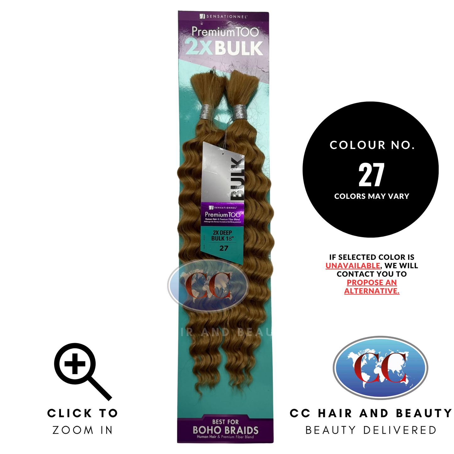 Sensationnel Premium Too 2x 18" Human Hair & Premium Fiber Blend Deep Bulk Boho Braid - 27