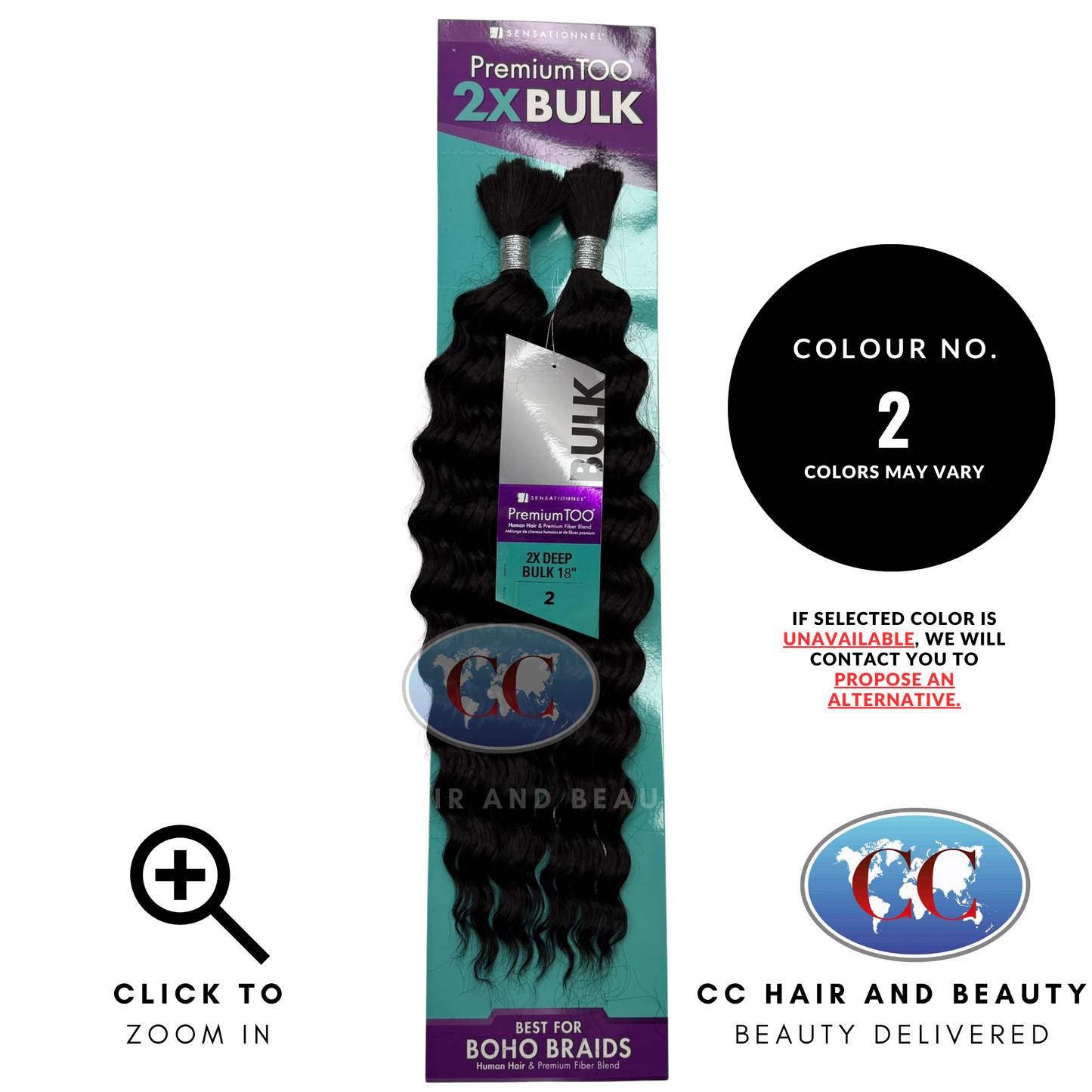 Sensationnel Premium Too 2x 18" Human Hair & Premium Fiber Blend Deep Bulk Boho Braid - 2