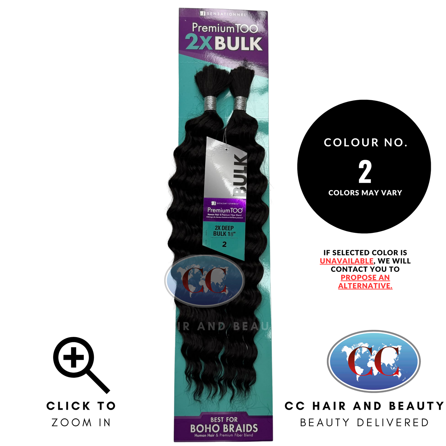Sensationnel Premium Too 2x 18" Human Hair & Premium Fiber Blend Deep Bulk Boho Braid - 2