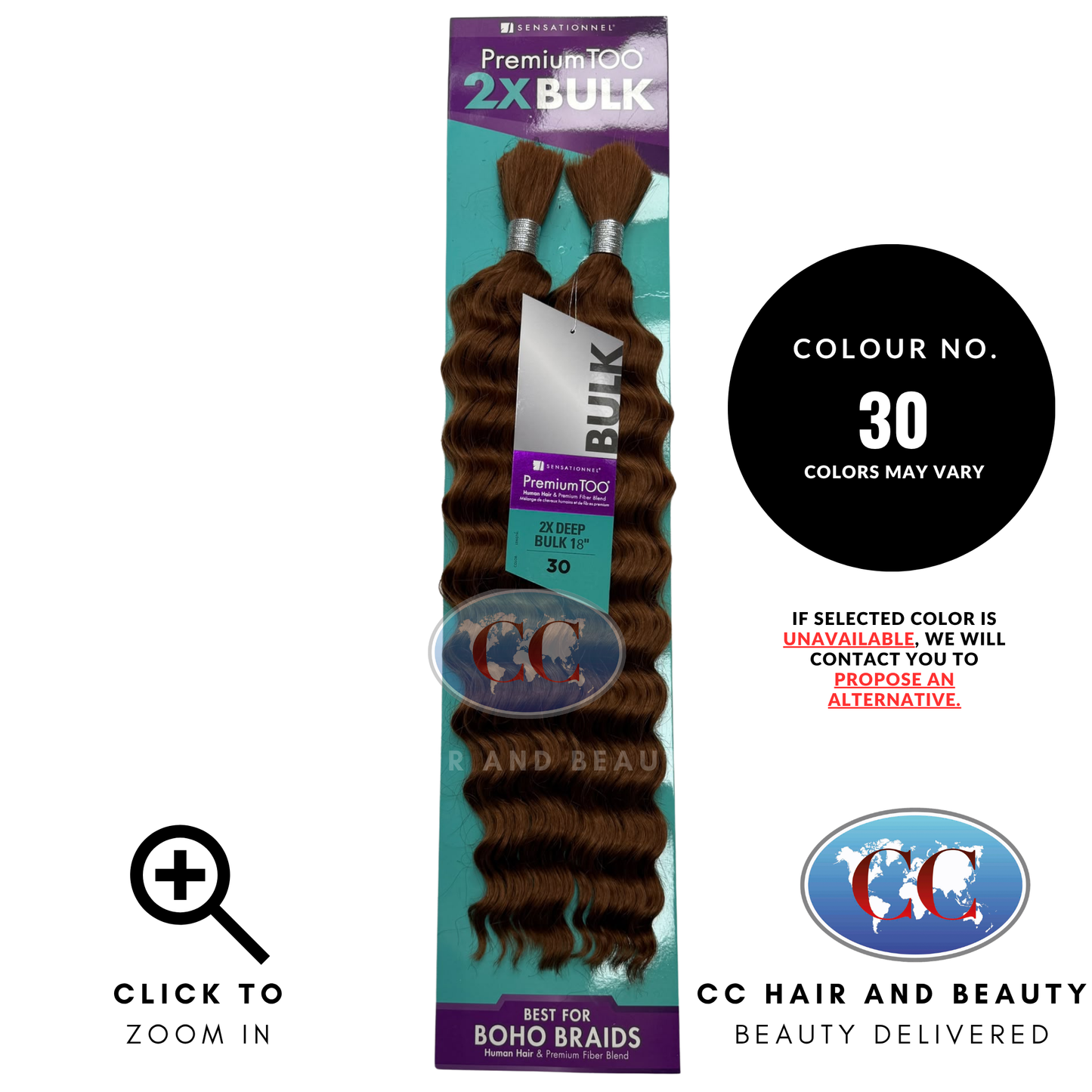 Sensationnel Premium Too 2x 18" Human Hair & Premium Fiber Blend Deep Bulk Boho Braid - 30