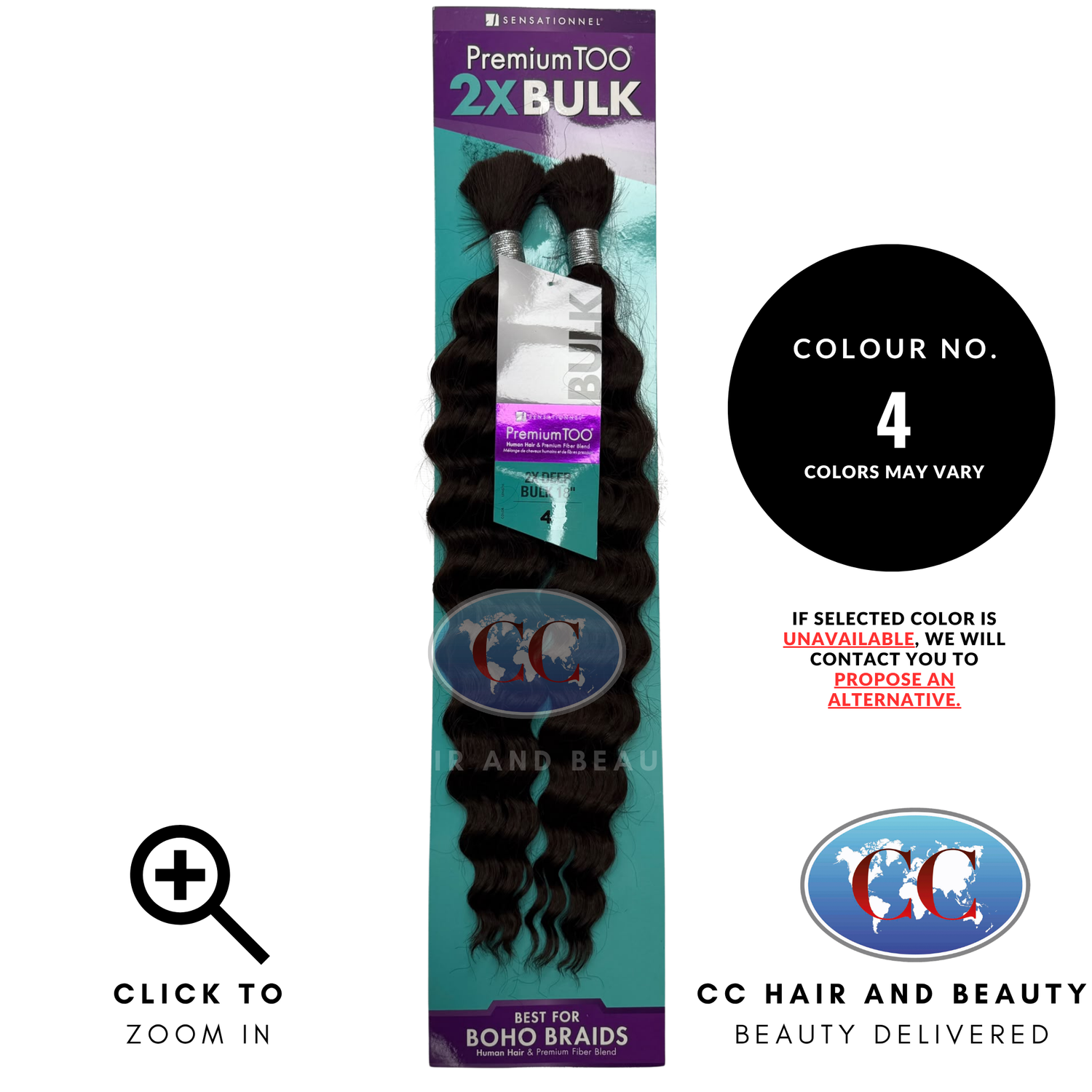 Sensationnel Premium Too 2x 18" Human Hair & Premium Fiber Blend Deep Bulk Boho Braid - 4