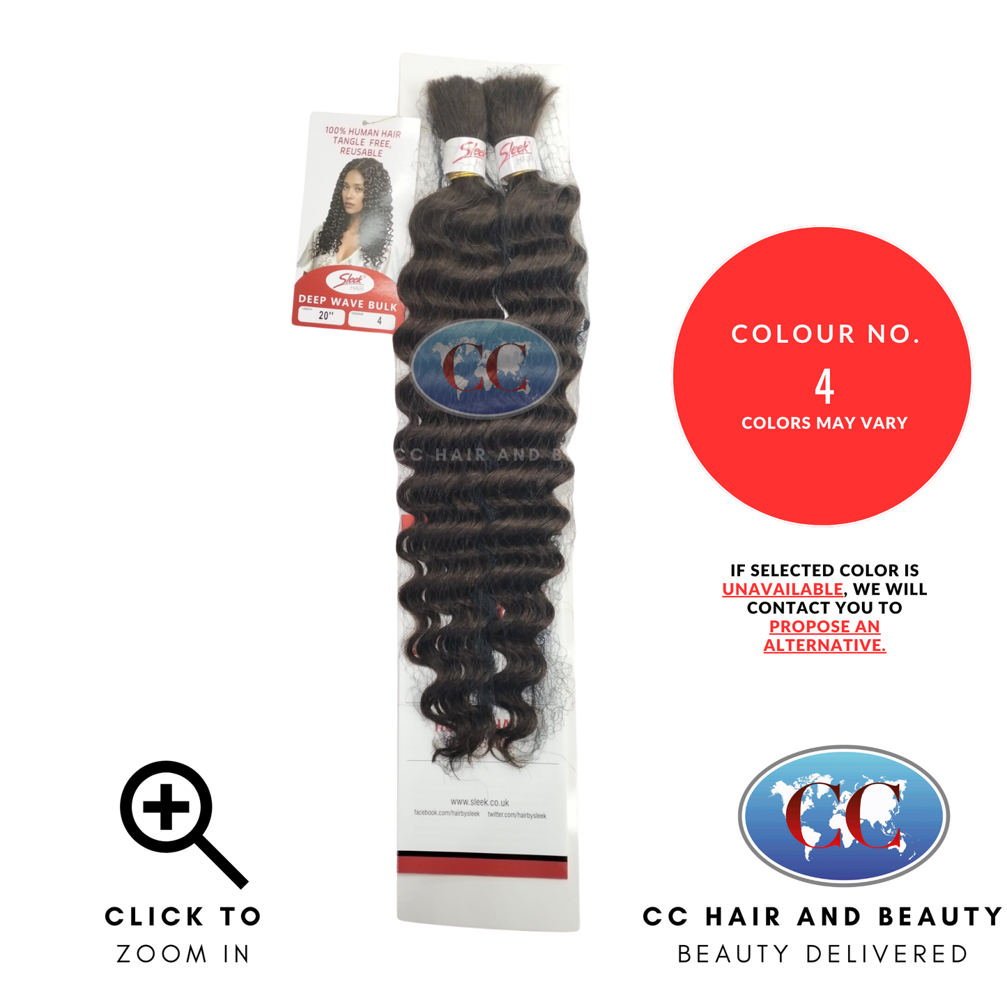 Sleek Hair 100% Human Hair Deep Wave Bulk 18", 20", 22", 24"