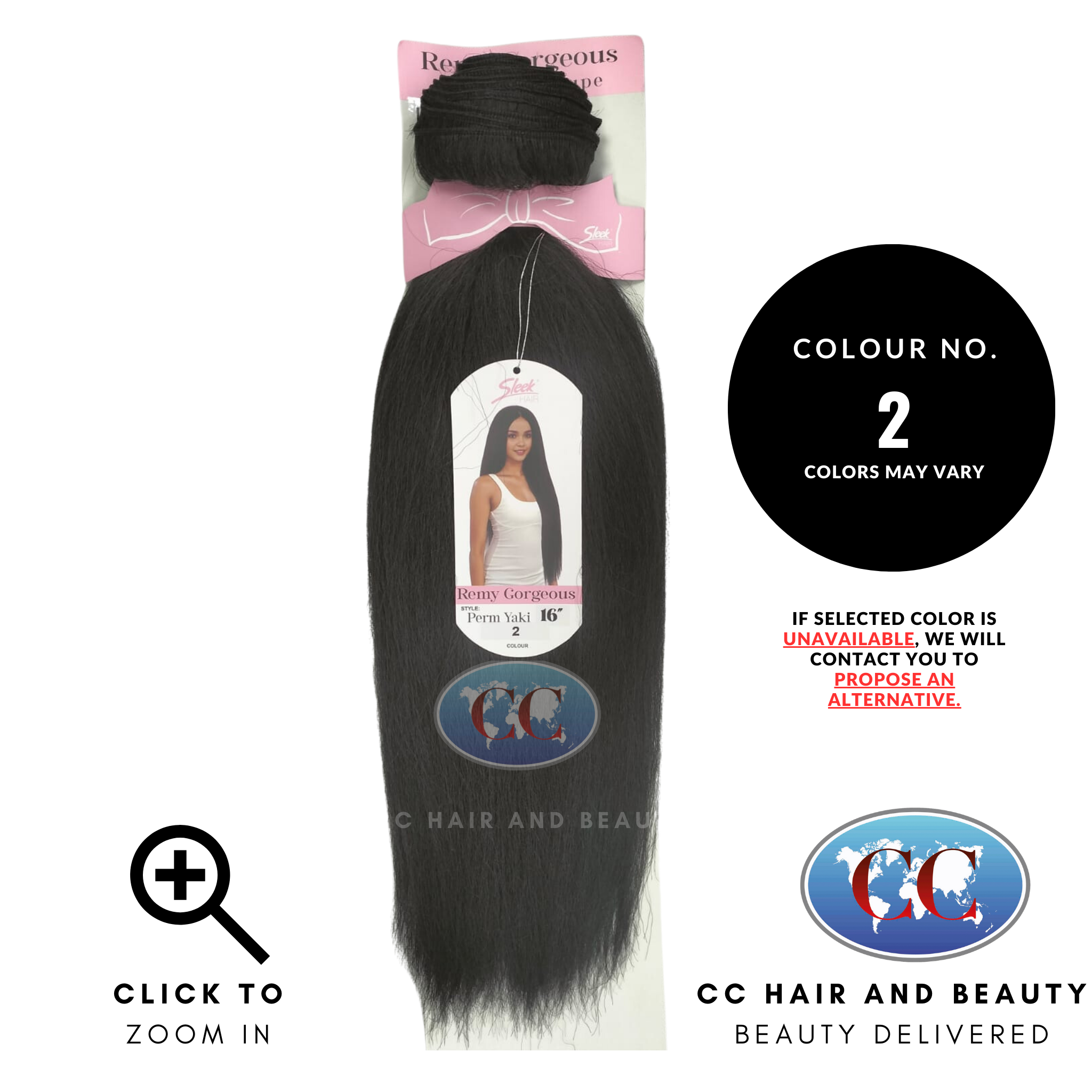 Sleek Hair Remy Gorgous Perm Yaki 16''- colour 2