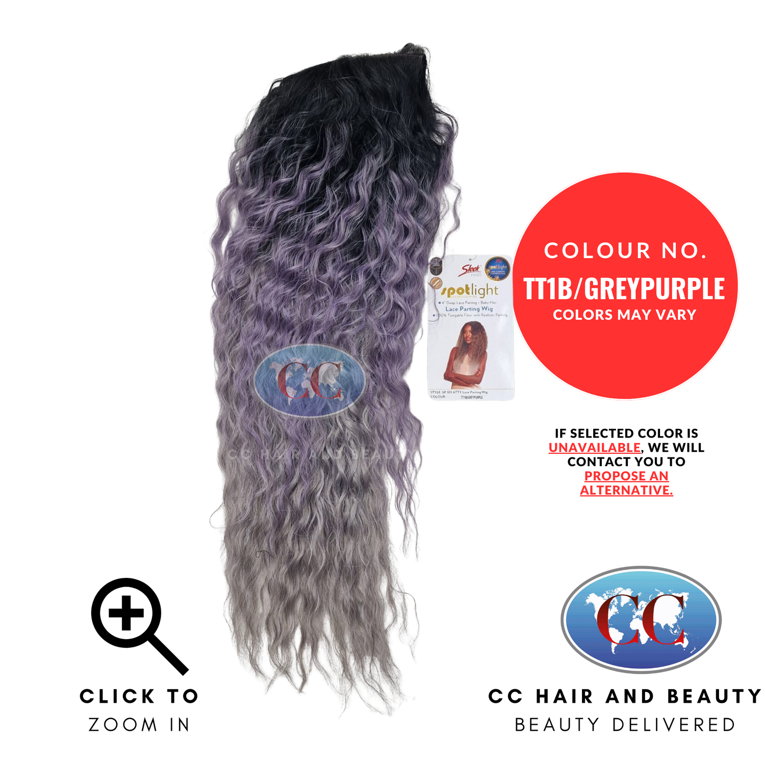 Sleek Synthetic Hair Spotlight Luxurious Wig - Atty Wig-Colour TT1B/GREY PURPLE
