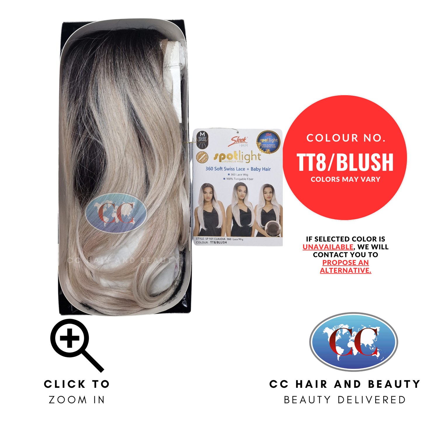 Sleek Synthetic Hair Spotlight Luxurious Wig - Claudia Wig-colour TT8/BLUSH