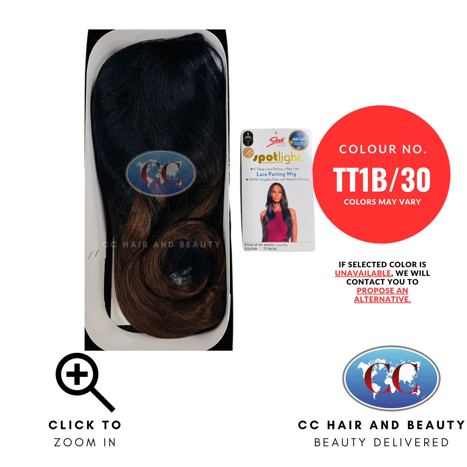 Sleek Synthetic Hair Spotlight Luxurious Wig - Nadida-Colour TT1B/30