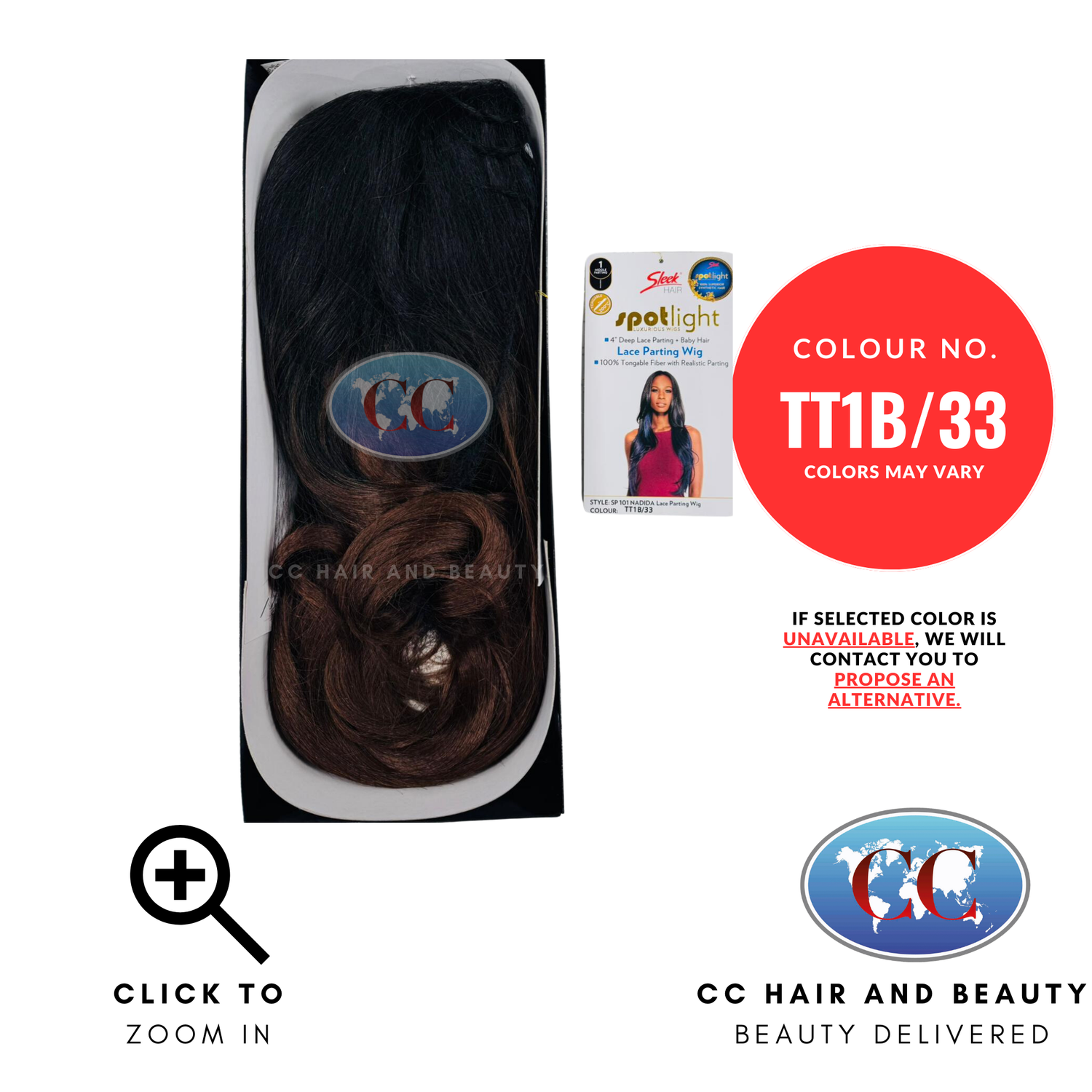 Sleek Synthetic Hair Spotlight Luxurious Wig - Nadida-Colour TT1B/33
