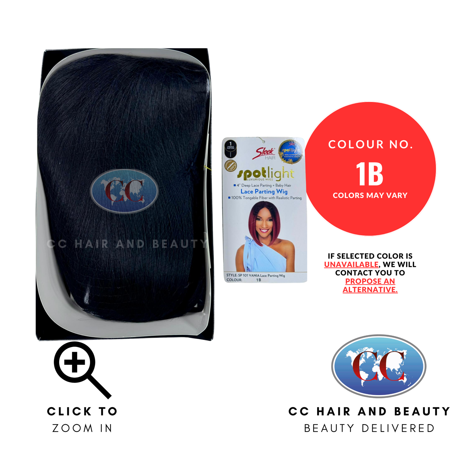 Sleek Synthetic Hair Spotlight Luxurious Wig - Vania-Colour 1B