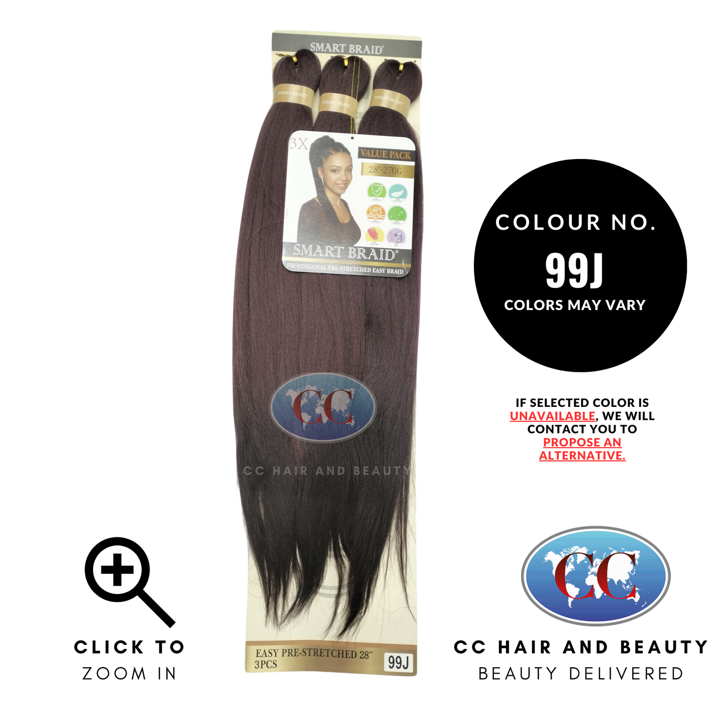 Smart Braid Professional Pre-stretched Braid 3X  28"  Value Pack- color 99j