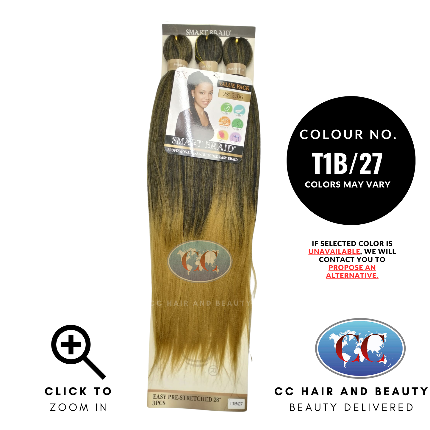 Smart Braid Professional Pre-stretched Braid 3X  28"  Value Pack -color t1b/27