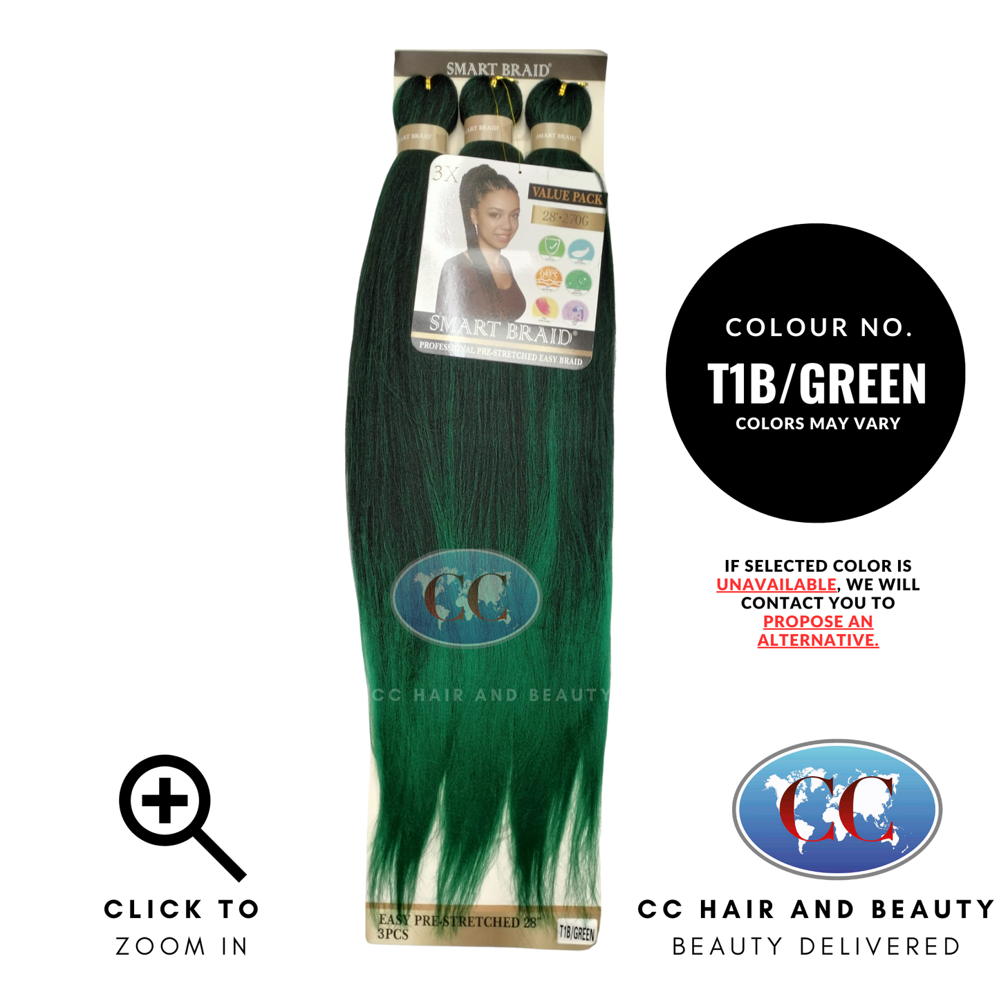 Smart Braid Professional Pre-stretched Braid 3X  28"  Value Pack - Color t1b/green