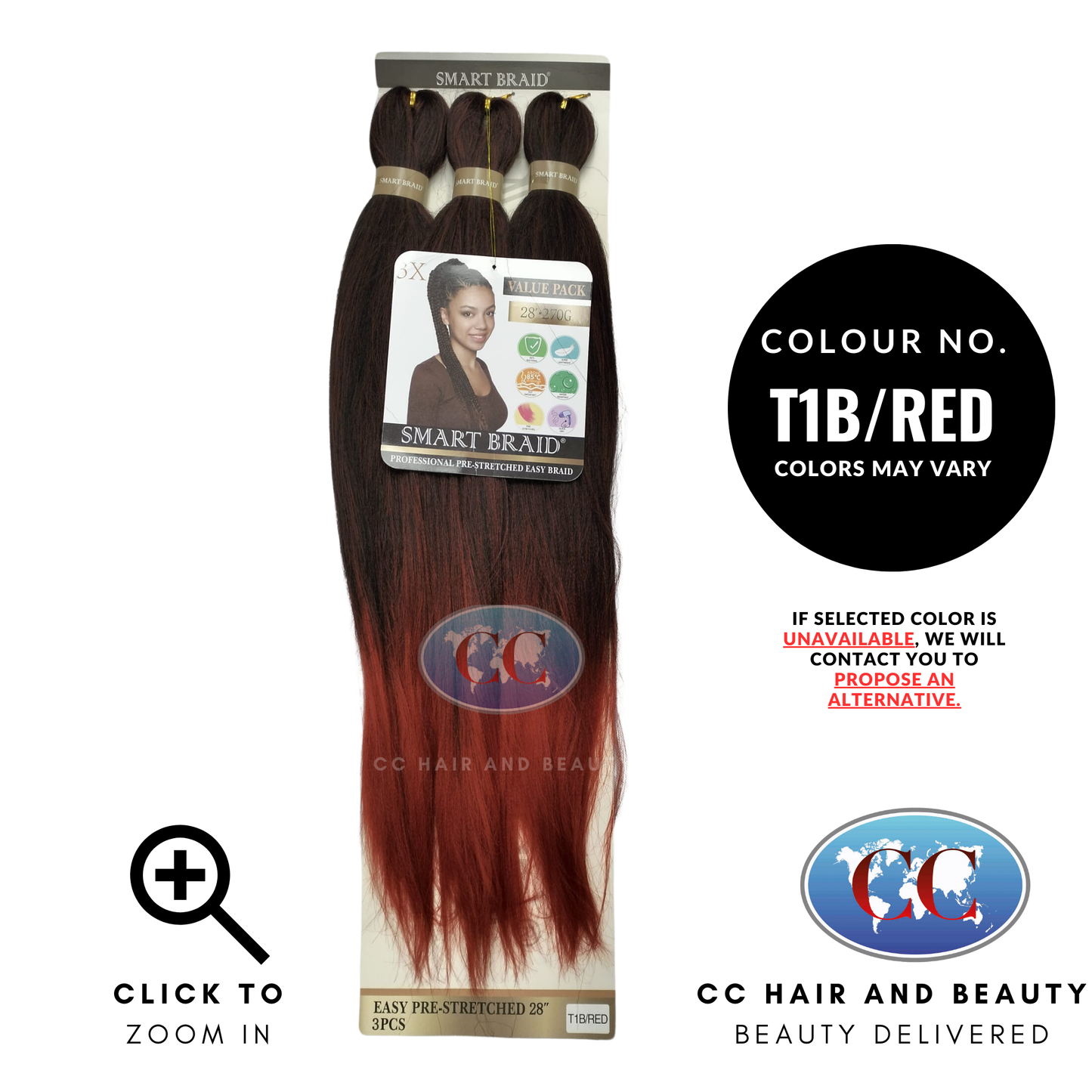 Smart Braid Professional Pre-stretched Braid 3X  28"  Value Pack -color t1b/red