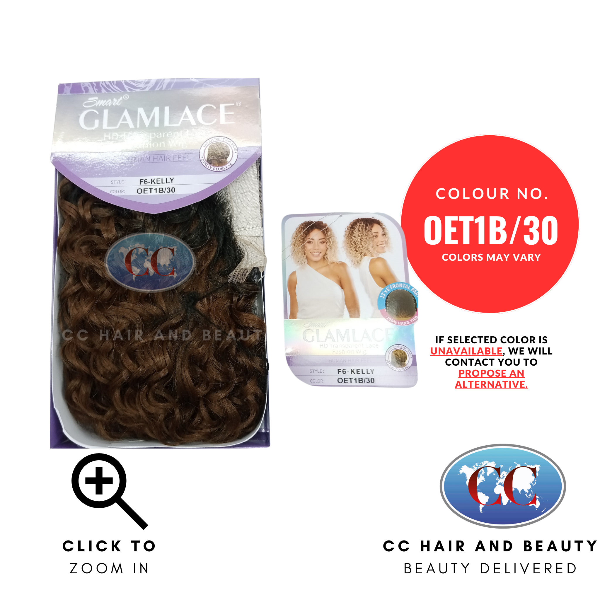 Smart Glamlace HD Transparent 13x6 Lace Fashion Wig-F6- Kelly- Colour OET1B/30