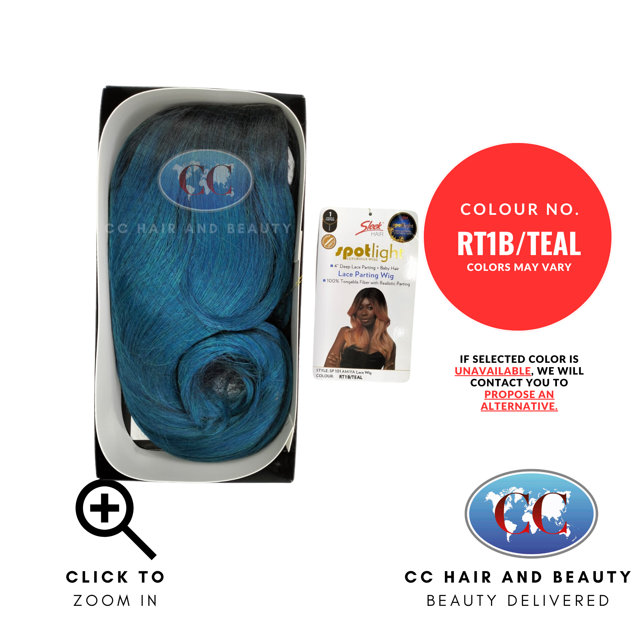 Sleek Synthetic Lace Wig - Amiya Wig-colour RT1B/TEAL