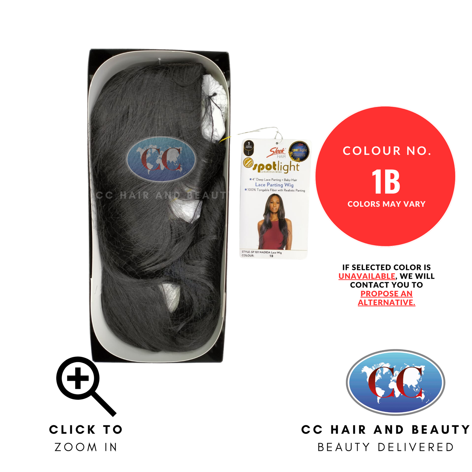 Sleek Synthetic Hair Spotlight Luxurious Wig - Nadida- colour 1B