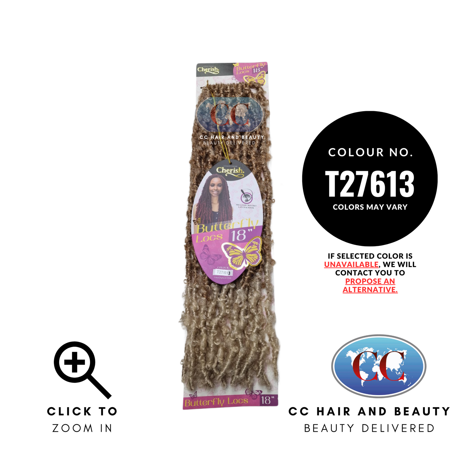 Cherish - Pre-Loop Crochet Braid Hair Extensions - Butterfly Locs 18''-colour T27613