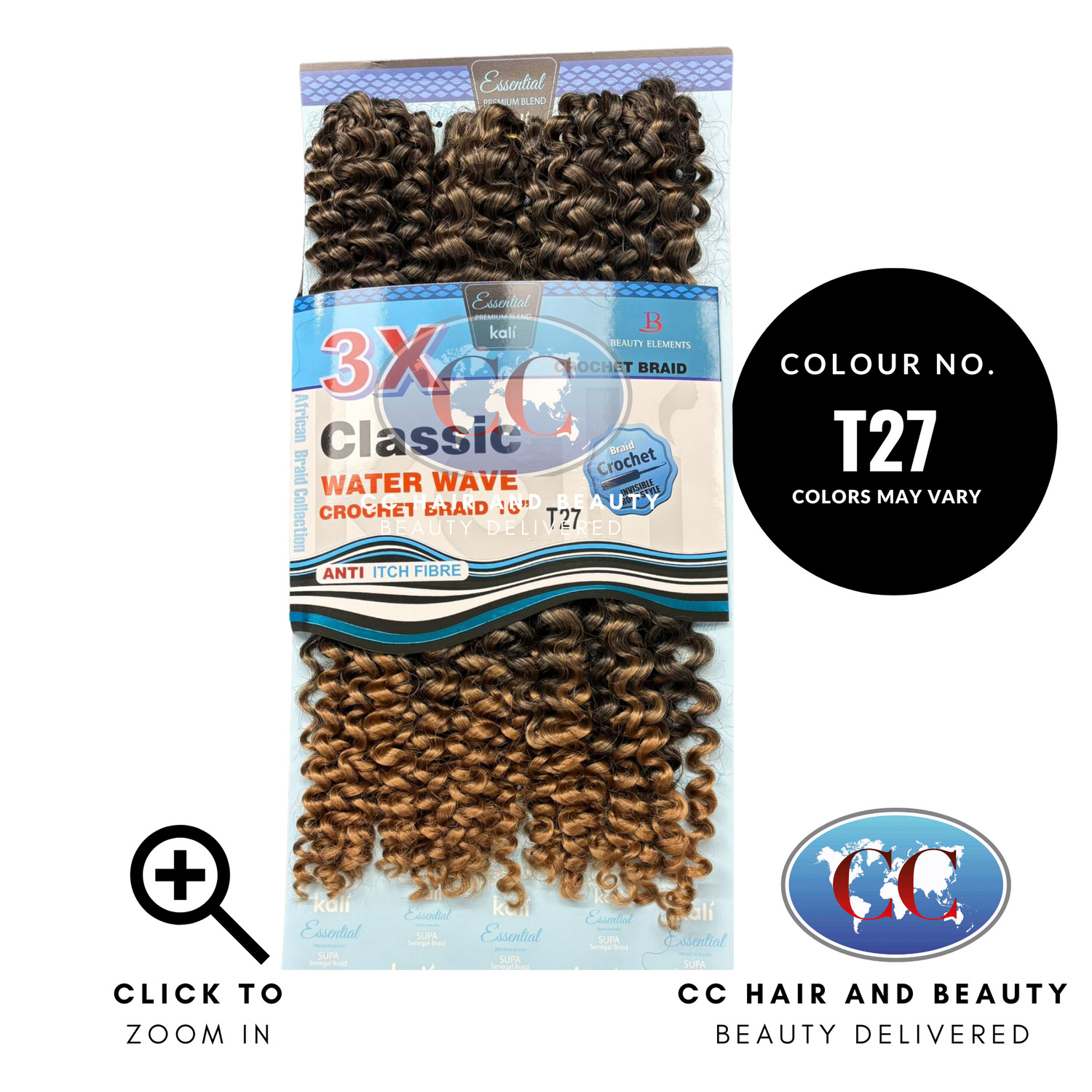 Kali Classic 3x Water Wave Crochet Braid 16"-Colour T27