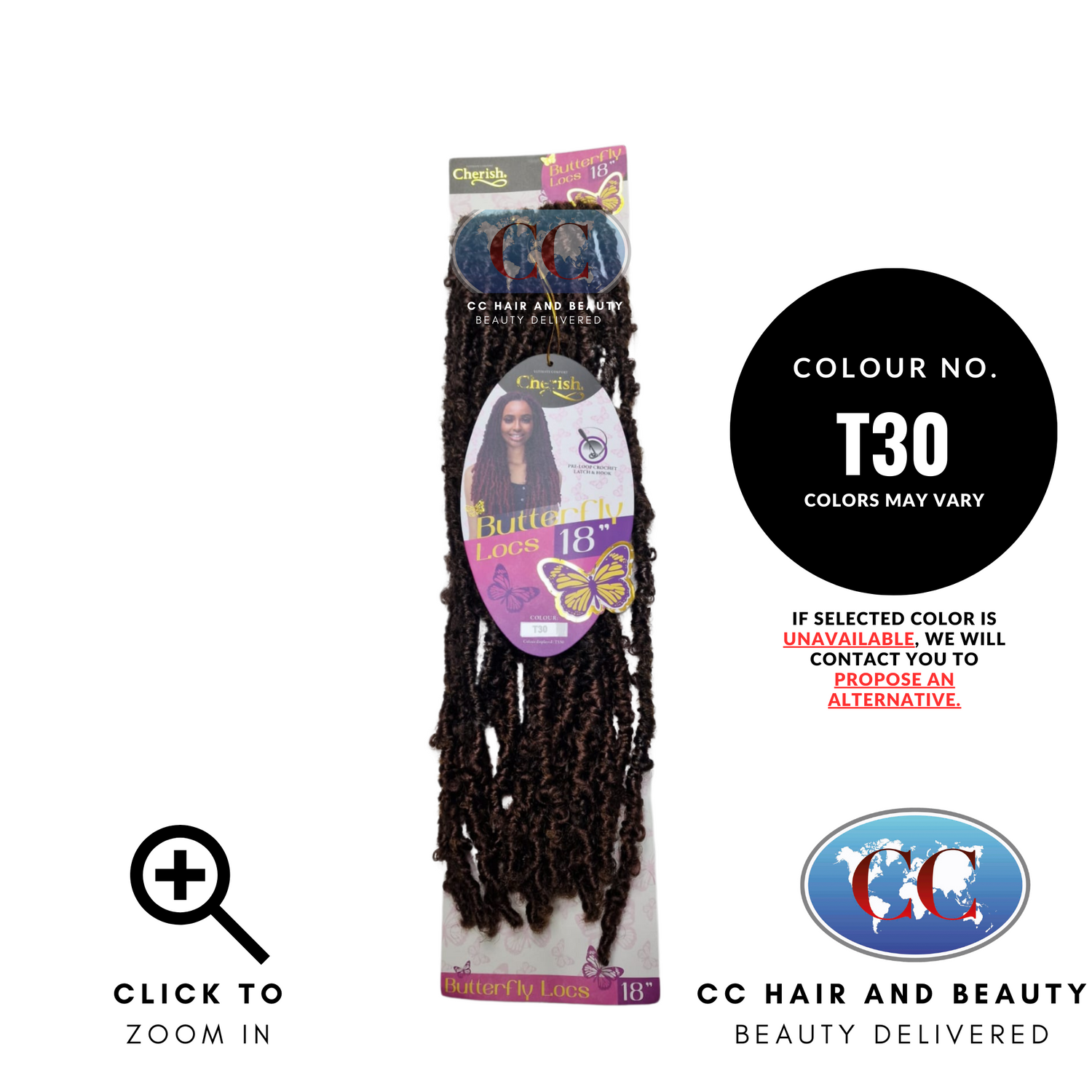 Cherish - Pre-Loop Crochet Braid Hair Extensions - Butterfly Locs 18''-colour T30