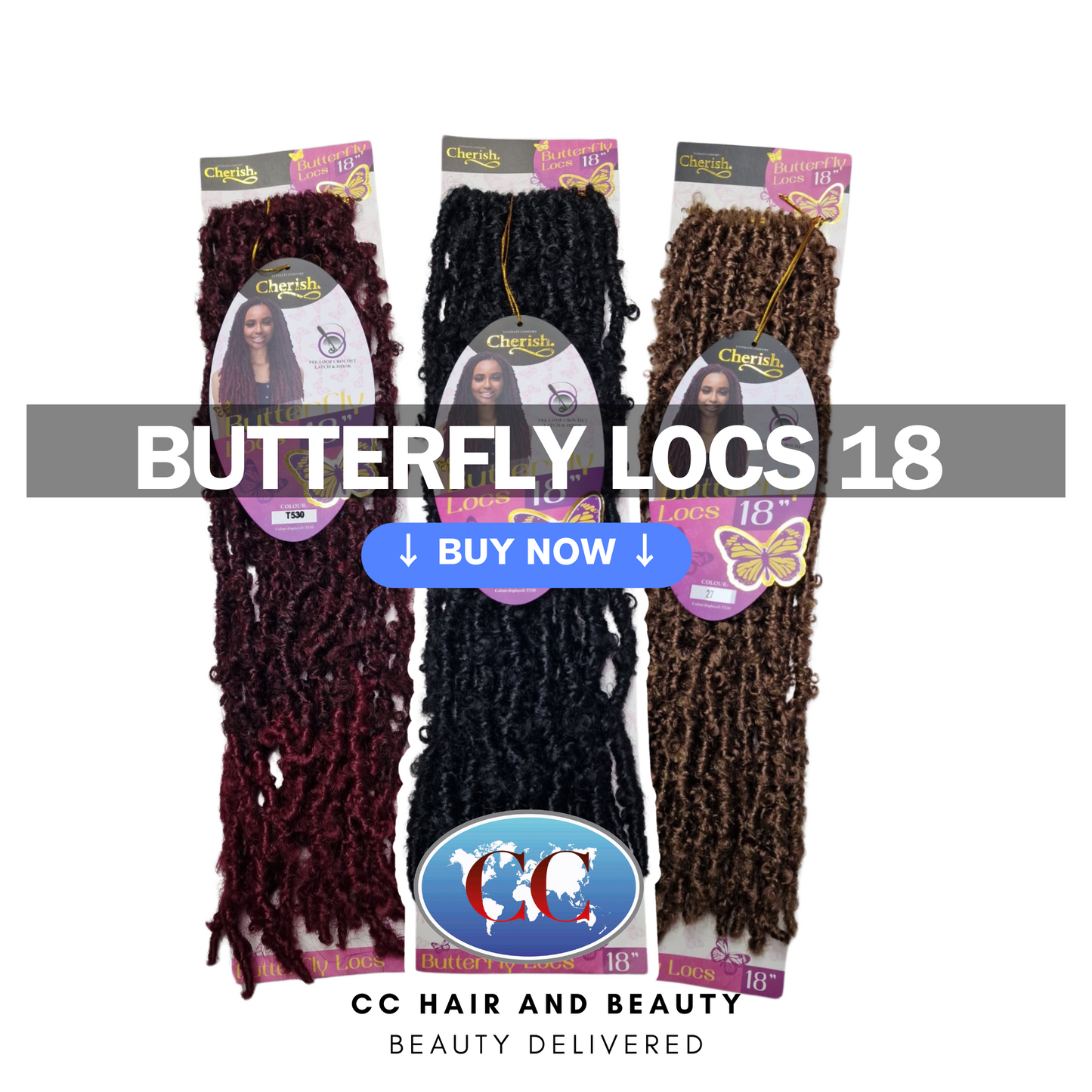 Cherish - Pre-Loop Crochet Braid Hair Extensions - Butterfly Locs 18''