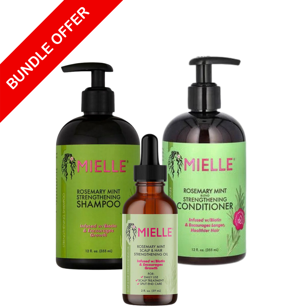 Mielle Rosemary & Mint - Shampoo 12oz, Conditioner 12oz & Oil 2 oz - Bundle Deal