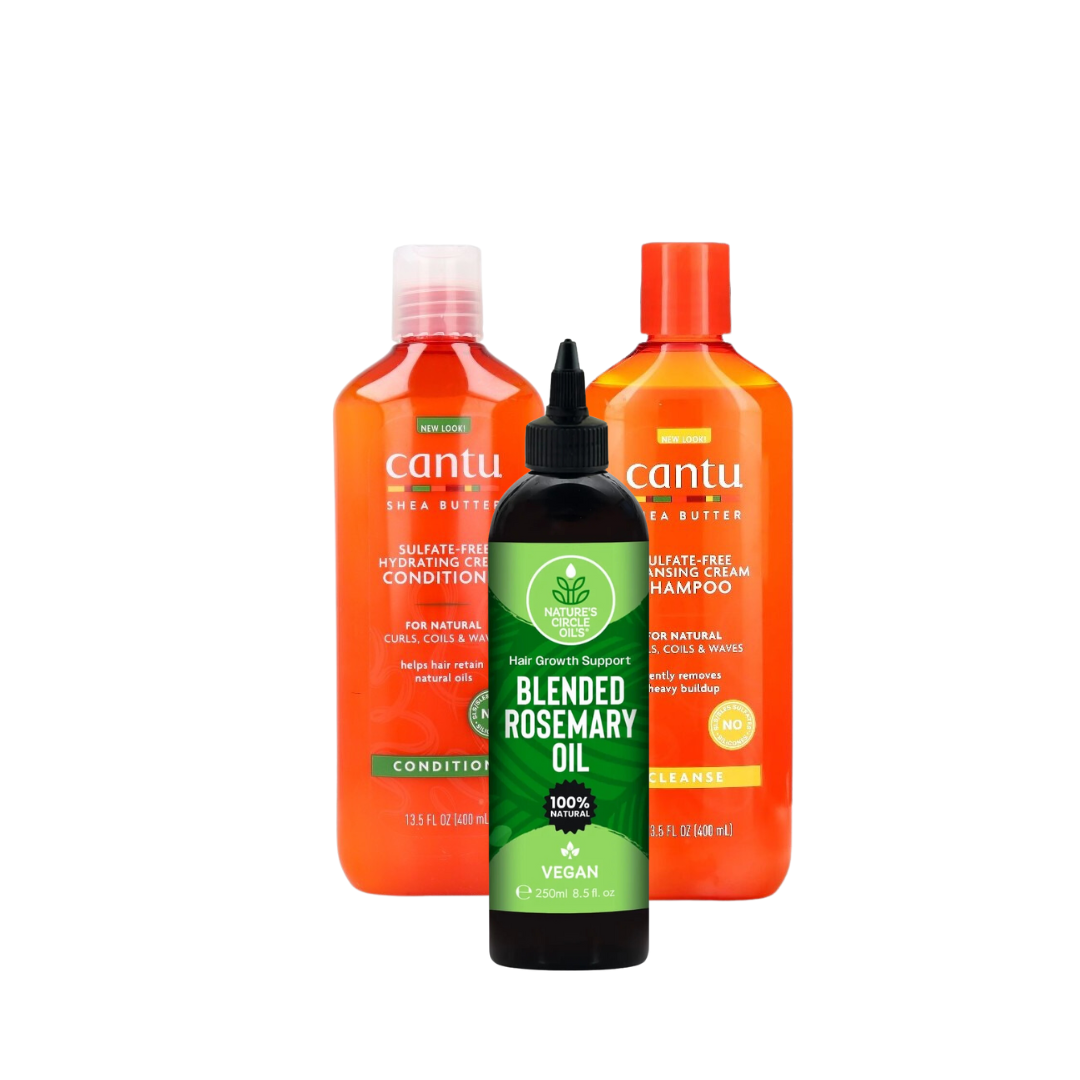 Cantu Fulfate Free Shampoo, Conditioner & Nature's Circle Rosemary Oil - Bundle Deal