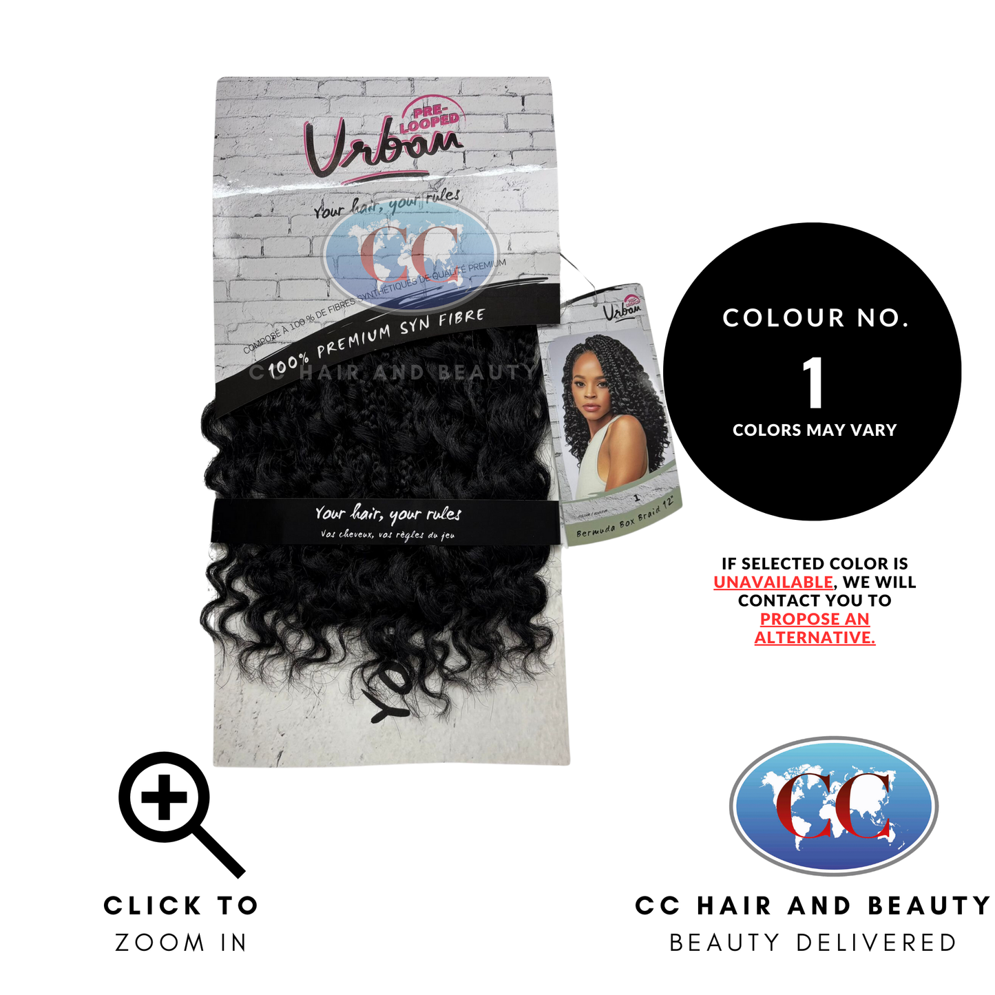 Urban Pre-looped Bermuda Box Braid 12”-Colour 1